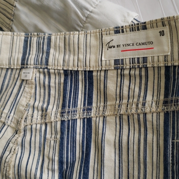 TWO/Vince Camuto NEW Jean Classic Striped Denim Skirt Business Casual Mini - Picture 9 of 14